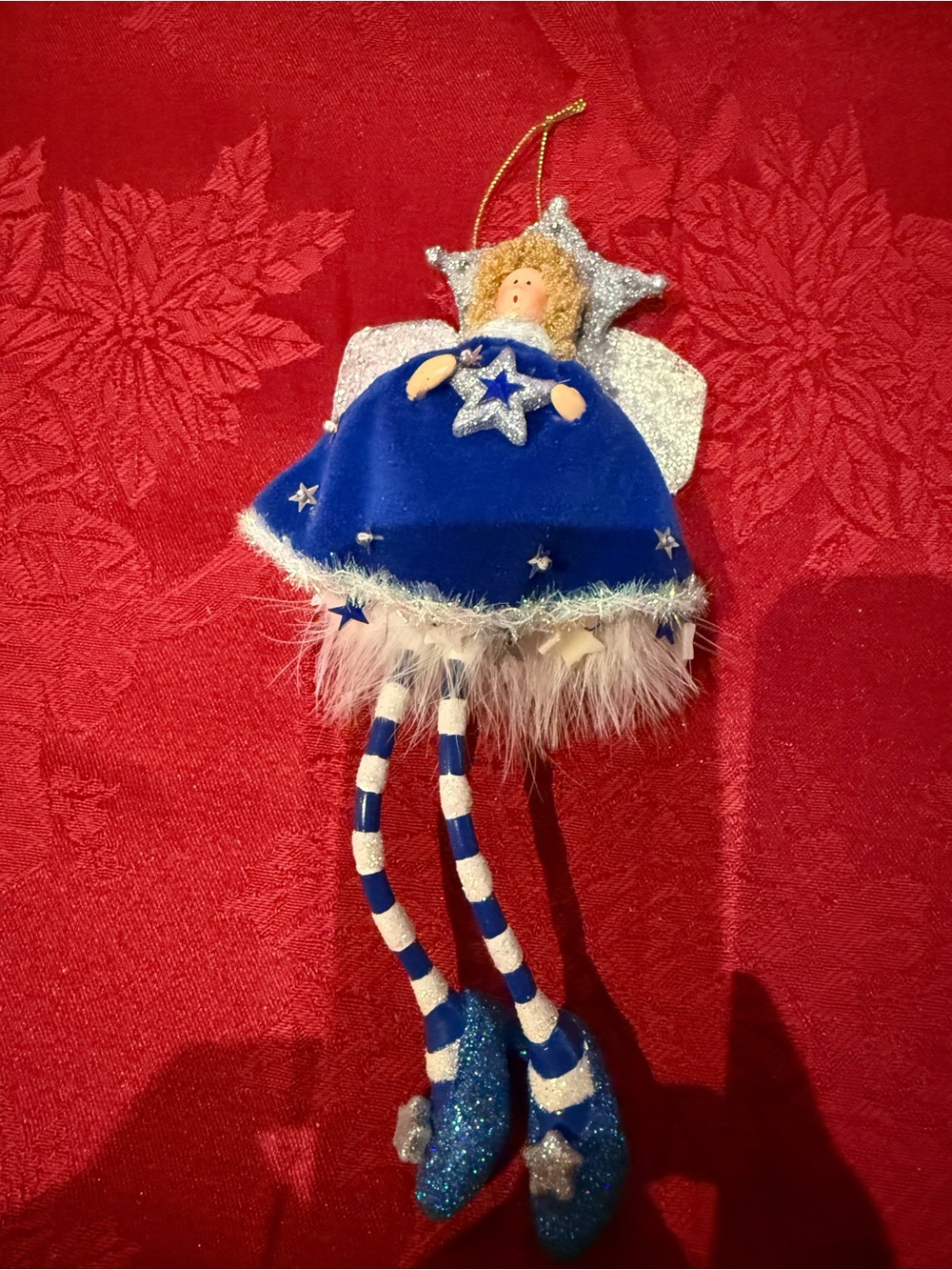 Vintage Silvestri Flurries Angel Ornament Laurel Nelson Blue Velvet Star Boxed